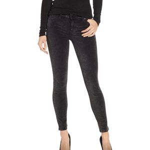 Womens Lucky Brand Ava Black Crushed Velvet Ankle Fit Skinny Jeans - Sz 4